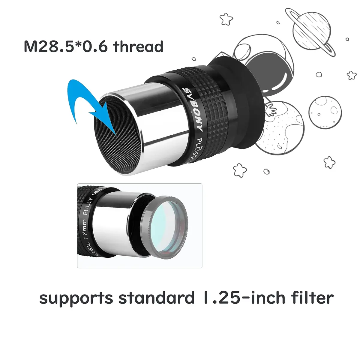 SVBONY SV131 Telescope Eyepiece 17mm | 48° Field of View, FMC Coating, 1.25" Support for Astronomy Observation - view 5