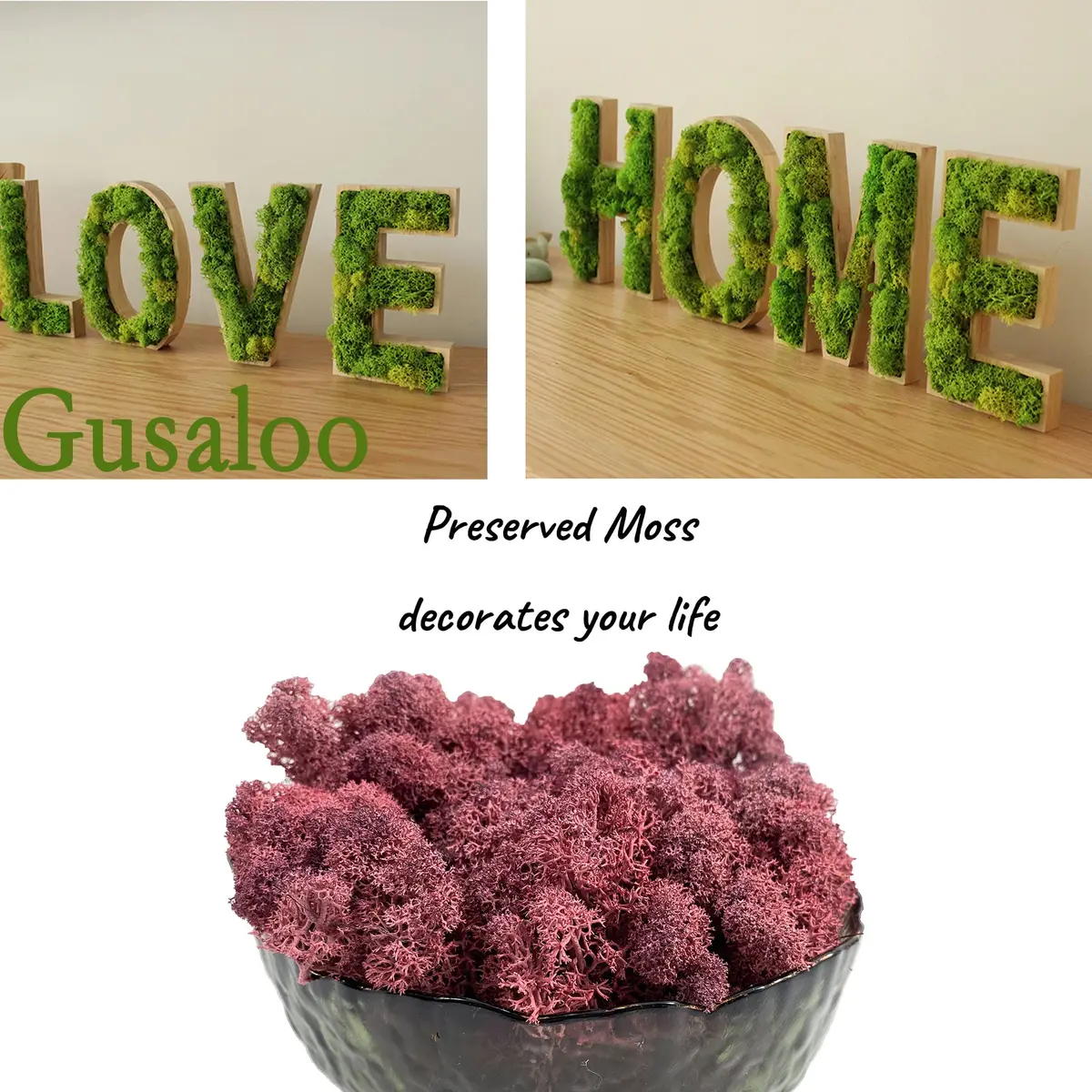 Gusaloo Artificial Moss Preserved 3.5oz | Long-Lasting Indoor Decor with Natural Green & Pink - view 3