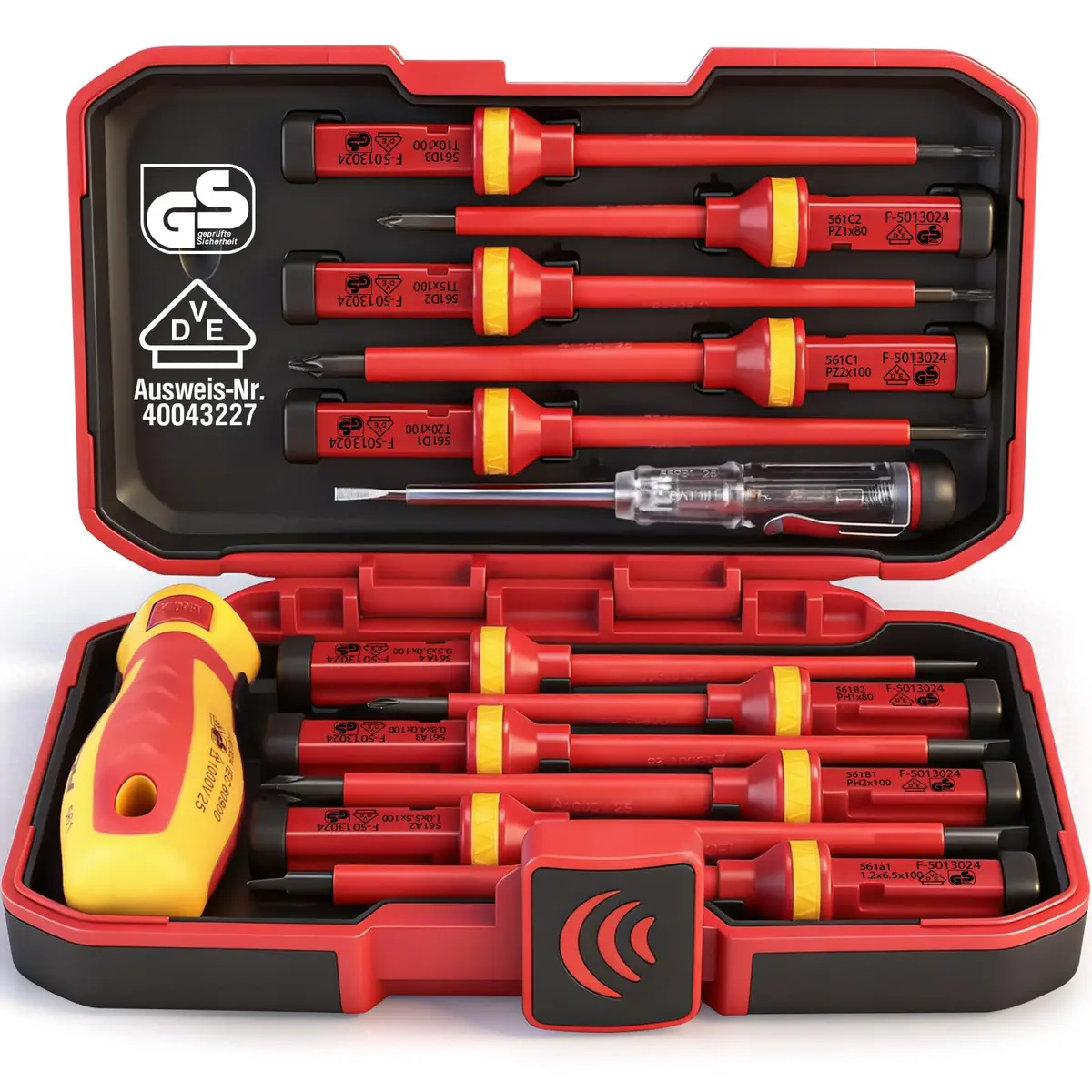 SEDY 1000V Insulated Electrician Screwdriver Set | VDE & GS Certified, 13-Piece, CRV Steel, Magnetic Tips, Replaceable Handle (9" x 5.5" x 2") - main product image
