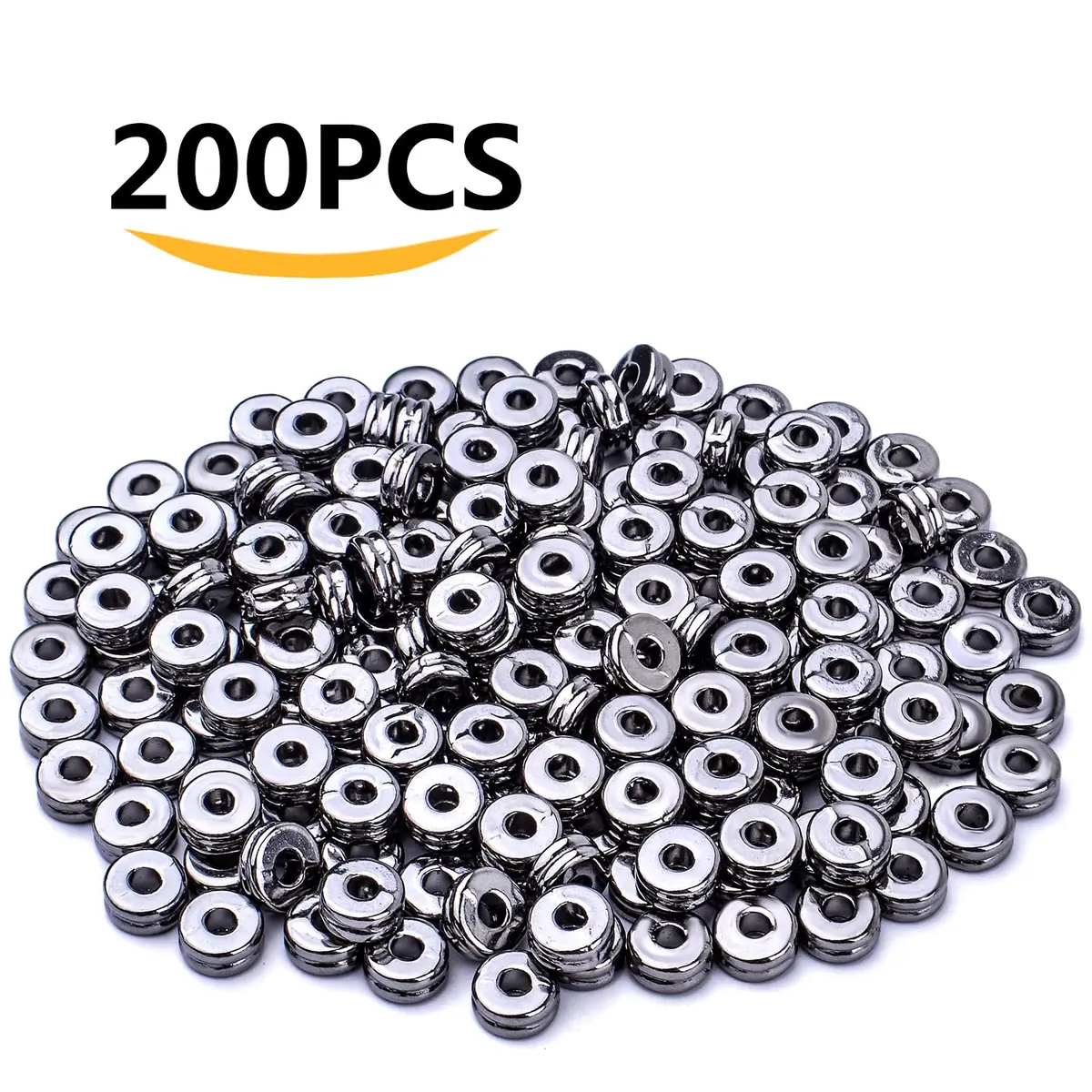 Aylifu Craft Bead 200pcs Alloy 6mm Flat Round Discs | Jewelry Making Supplies for Handmade Accessories - view 2