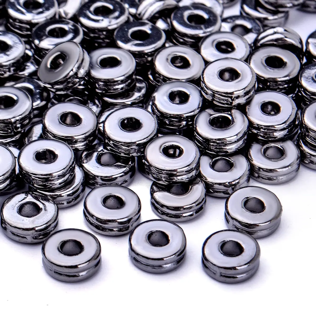 Aylifu Craft Bead 200pcs Alloy 6mm Flat Round Discs | Jewelry Making Supplies for Handmade Accessories - view 4