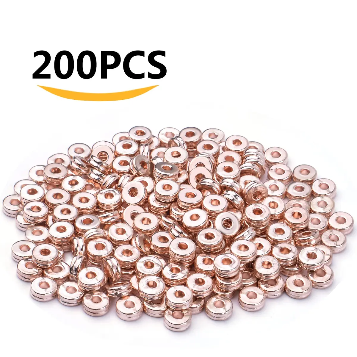 Aylifu Rondelle Spacer Beads 200pcs 6mm Rose Gold | Flat Round Disc Jewelry Craft Supplies - view 2