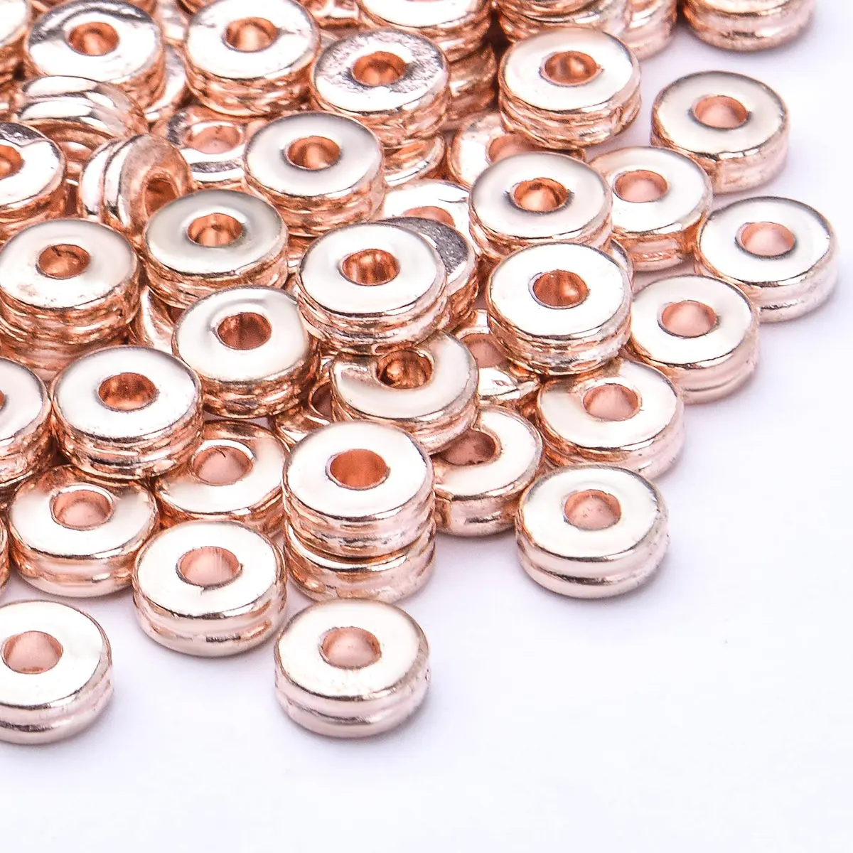 Aylifu Rondelle Spacer Beads 200pcs 6mm Rose Gold | Flat Round Disc Jewelry Craft Supplies - view 3