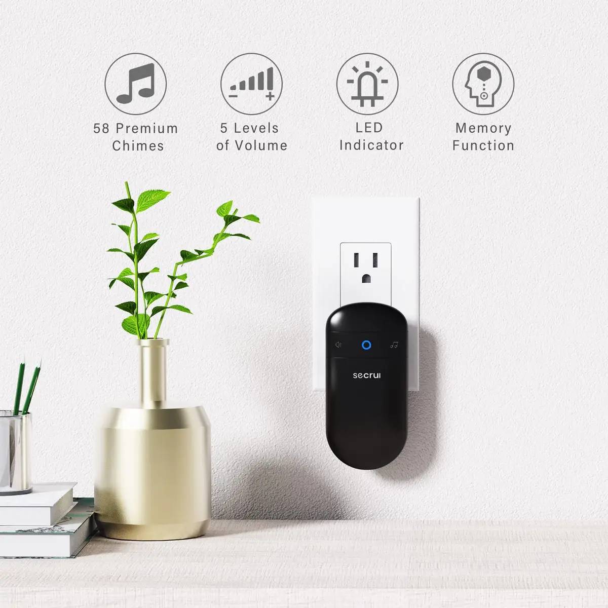 SECRUI Wireless Doorbell Over 1000ft Range | 58 Chimes, 110dB Loud, Waterproof - view 2
