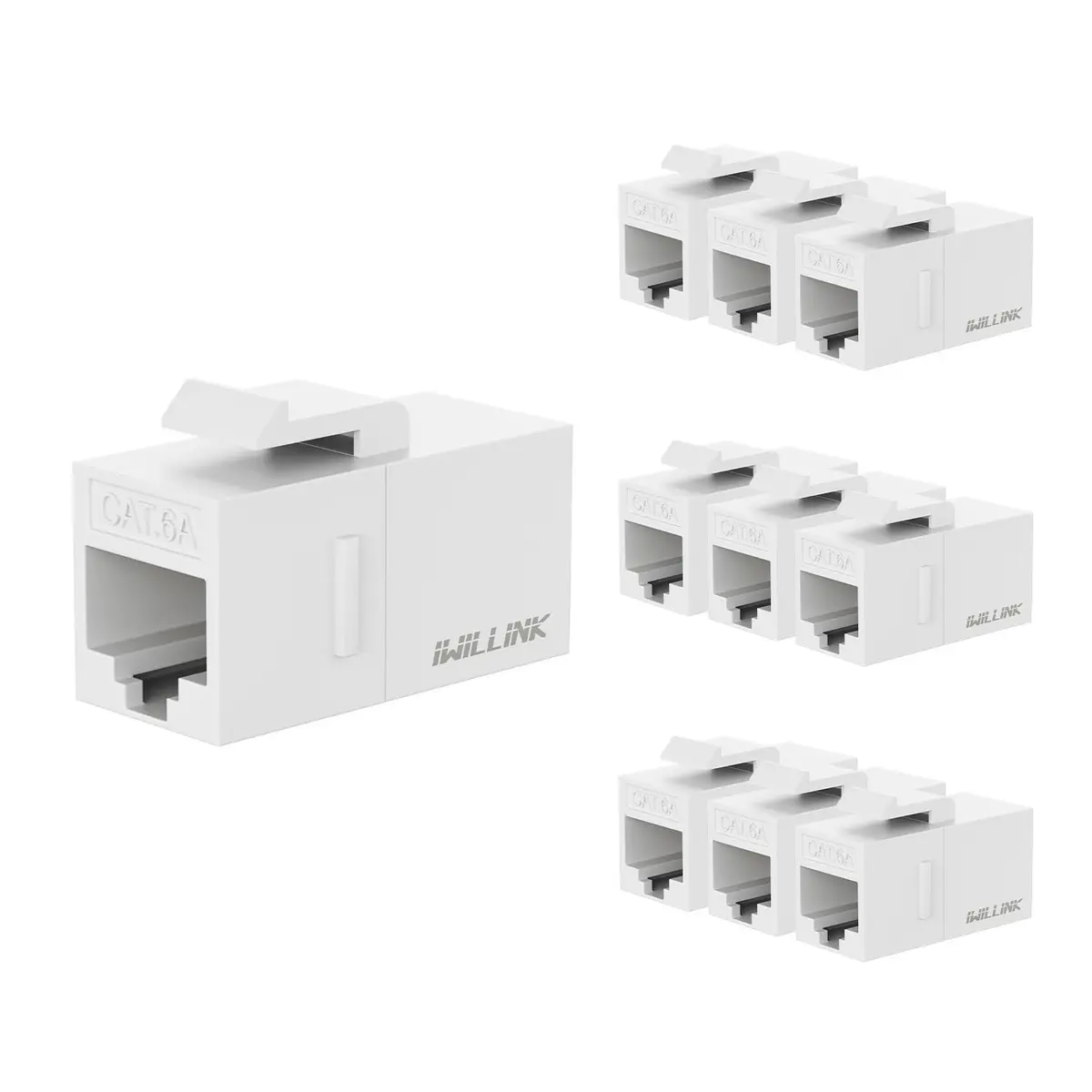 iwillink Cat6 Keystone Coupler 10-Pack White | Connects Two Ethernet Cables - main product image