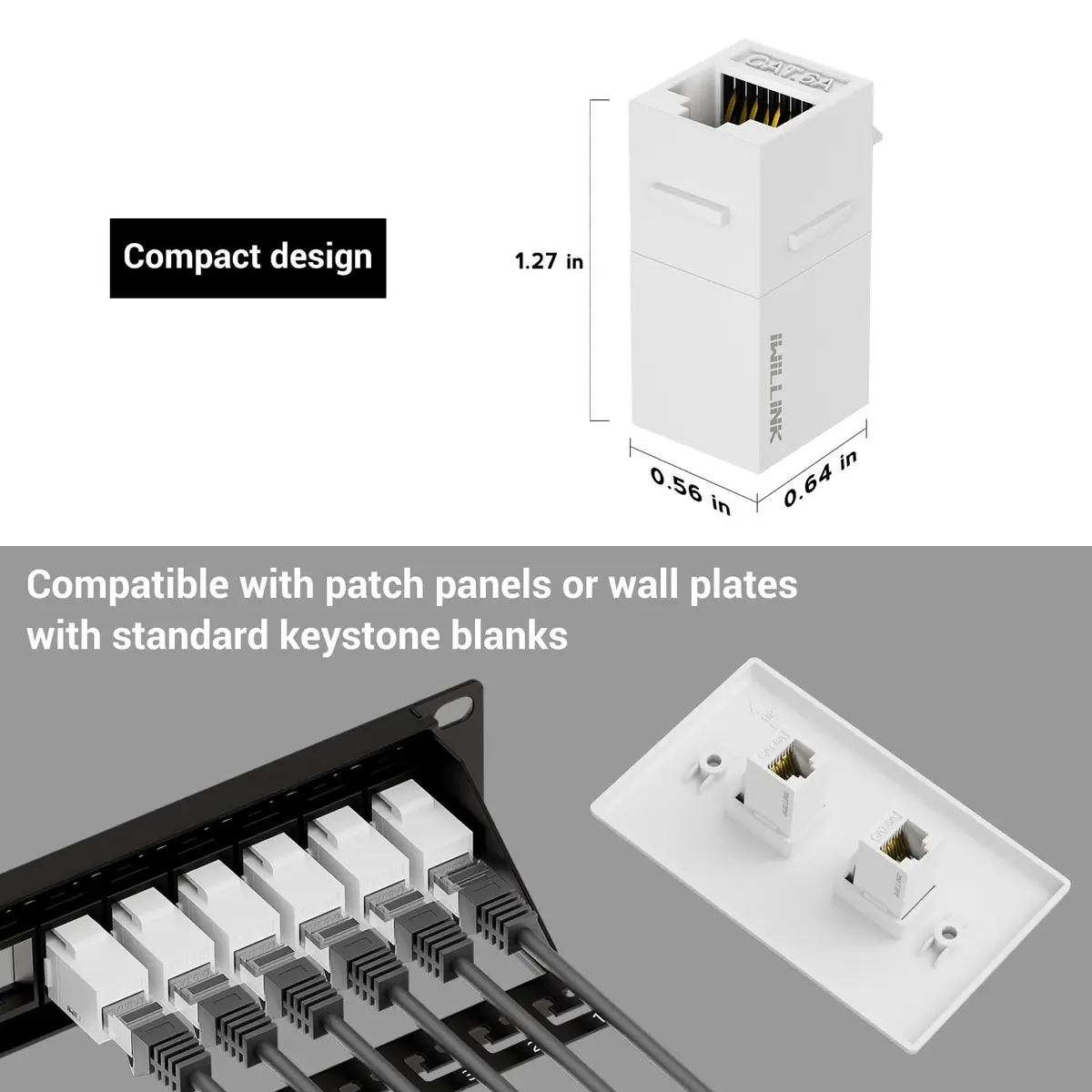 iwillink Cat6 Keystone Coupler 10-Pack White | Connects Two Ethernet Cables - view 5