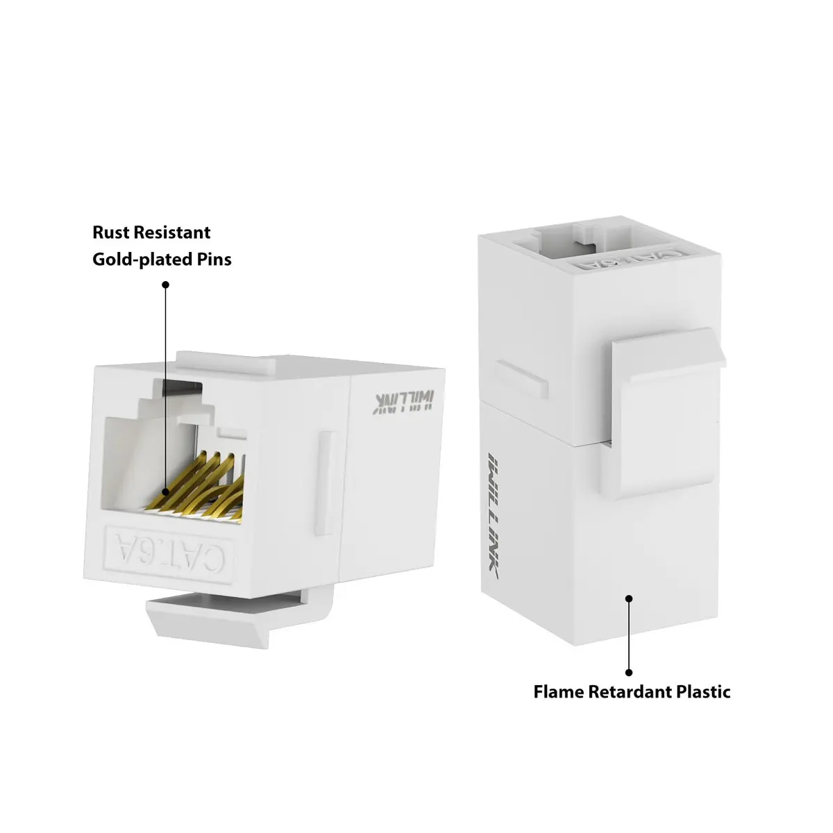 iwillink Cat6 Keystone Coupler 10-Pack White | Connects Two Ethernet Cables - view 6