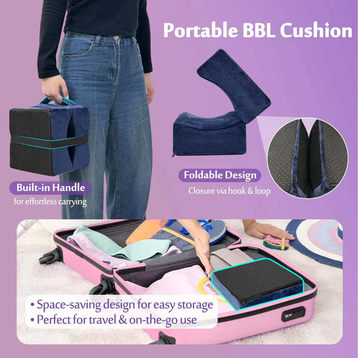 AOSSA Brazilian Butt Lift Pillow for Post-Surgery BBL Recovery | 20 cm (7.8") Foldable Foam Cushion - view 6
