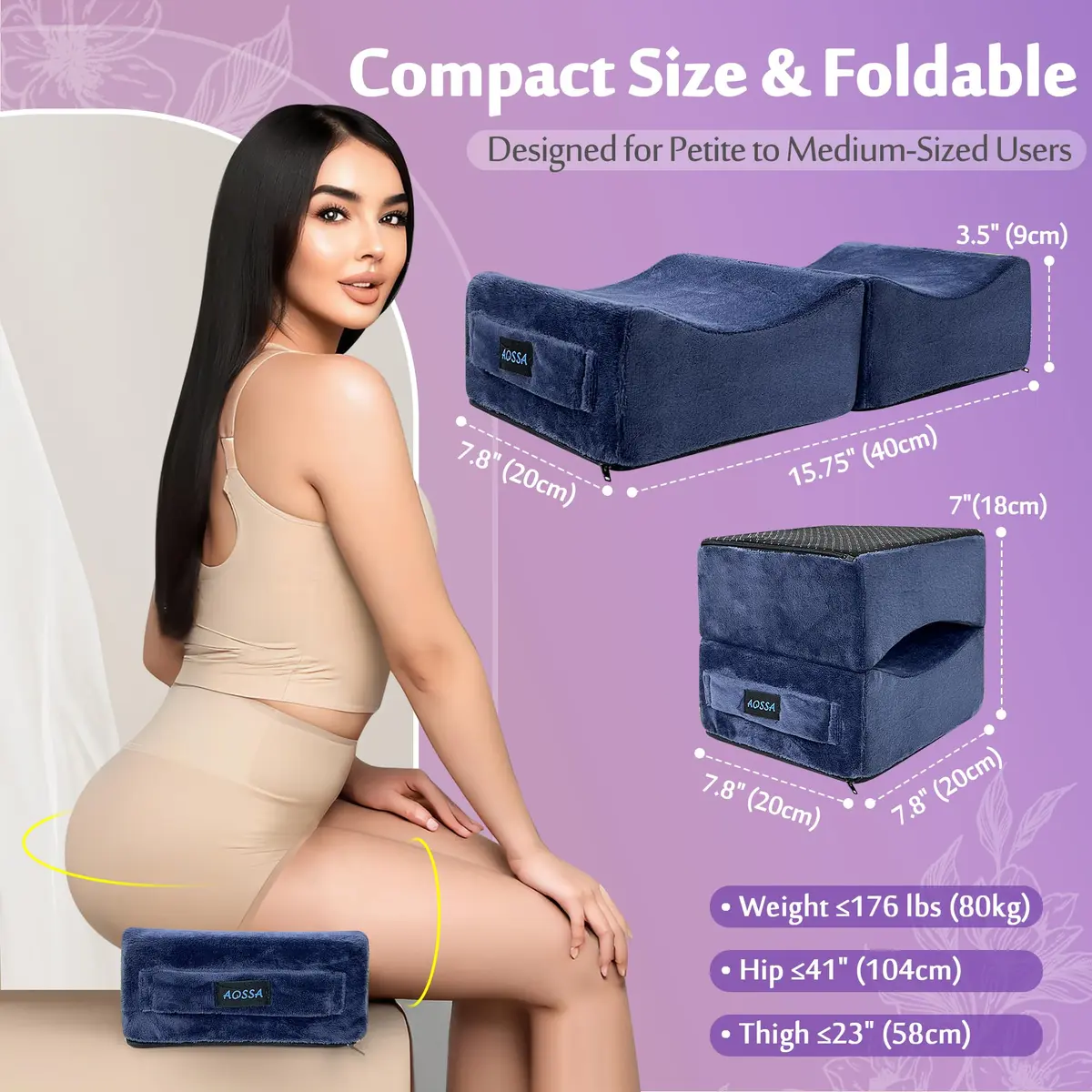 AOSSA Brazilian Butt Lift Pillow for Post-Surgery BBL Recovery | 20 cm (7.8") Foldable Foam Cushion - view 2