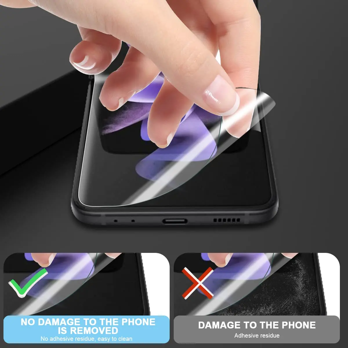 Orzero 3 Sets 12 Packs TPU Screen Protector for Samsung Galaxy Z Flip 3 5G | Anti-Scratch High Definition Bubble-Free - view 3