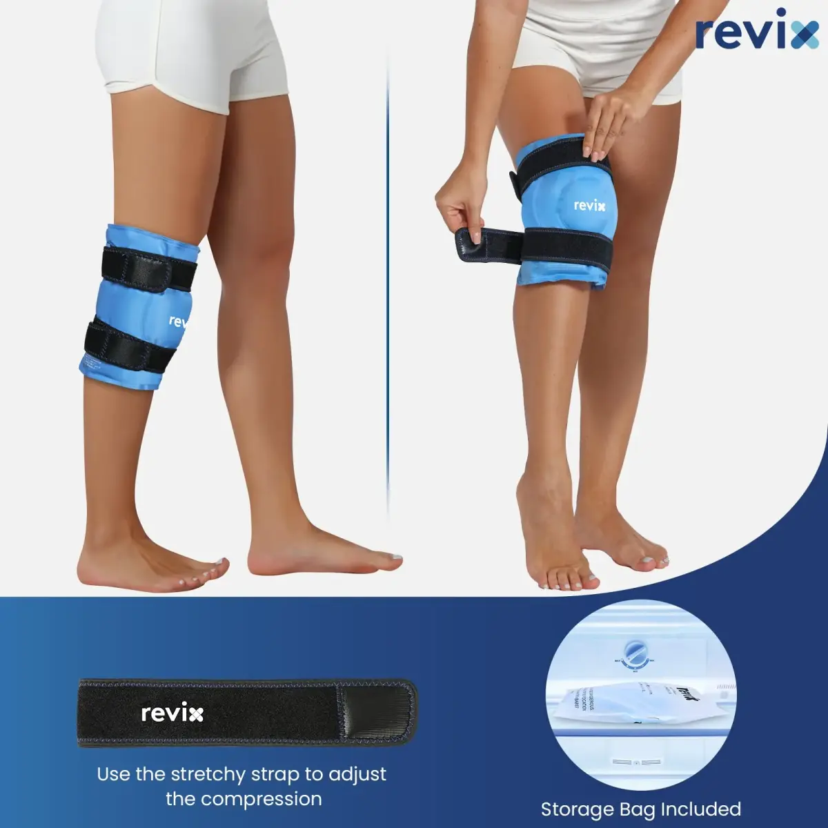 REVIX Extra Large Knee Ice Pack Wrap 19" | Cold Compress for Post-Workout Fatigue & Discomfort - view 4