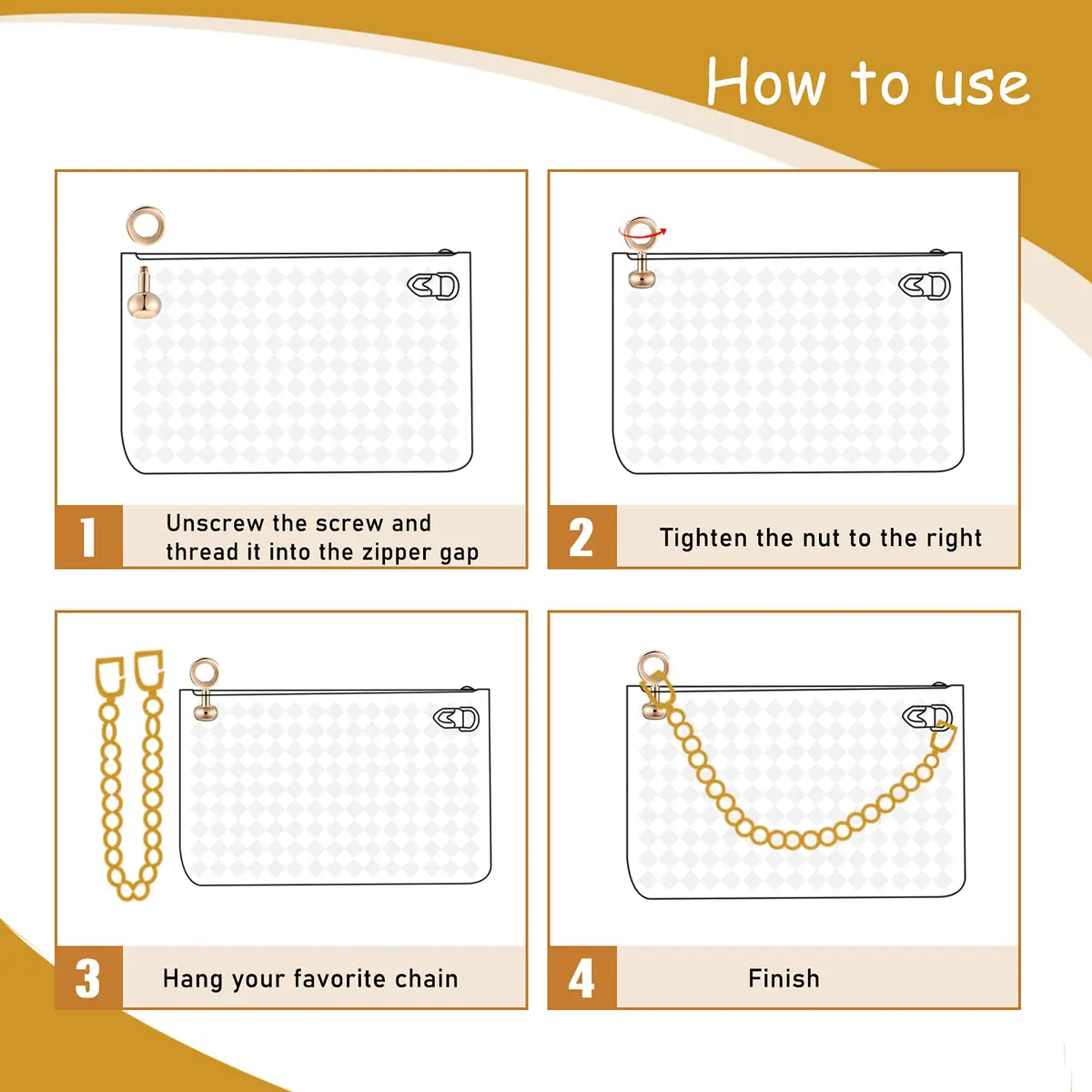 Canlierr Zipper Insert Buckle Set, Light Gold, 6 Pieces | Classic Metal Buckle Connectors for Bags and Pouches - view 6