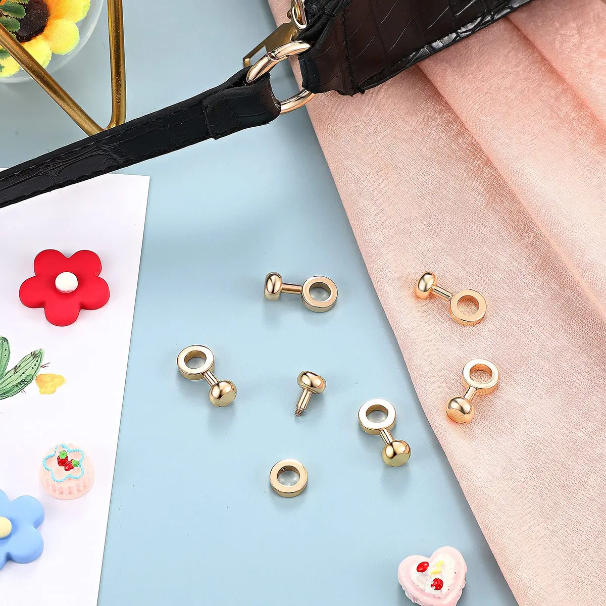 Canlierr Zipper Insert Buckle Set, Light Gold, 6 Pieces | Classic Metal Buckle Connectors for Bags and Pouches - view 7