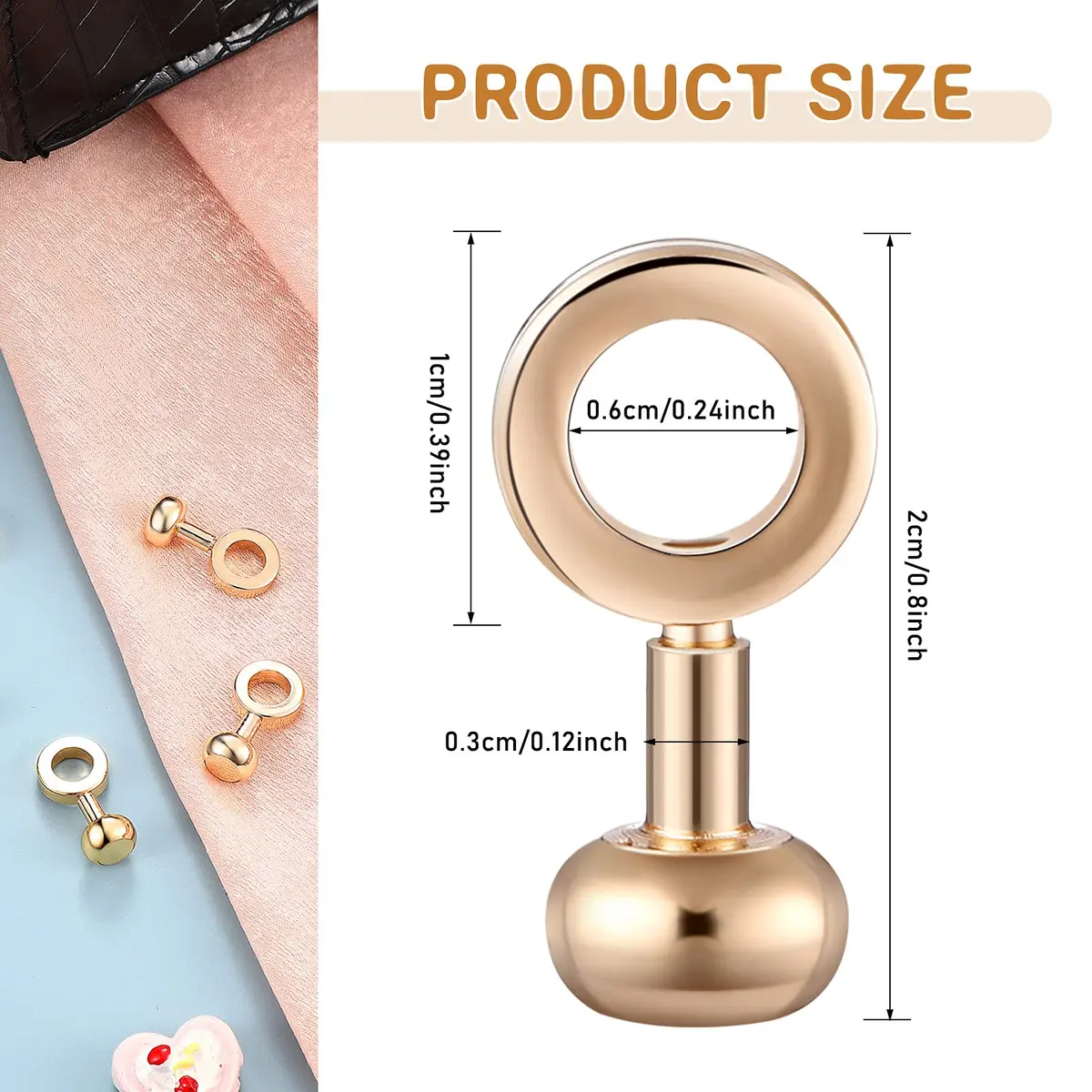 Canlierr Zipper Insert Buckle Set, Light Gold, 6 Pieces | Classic Metal Buckle Connectors for Bags and Pouches - view 2