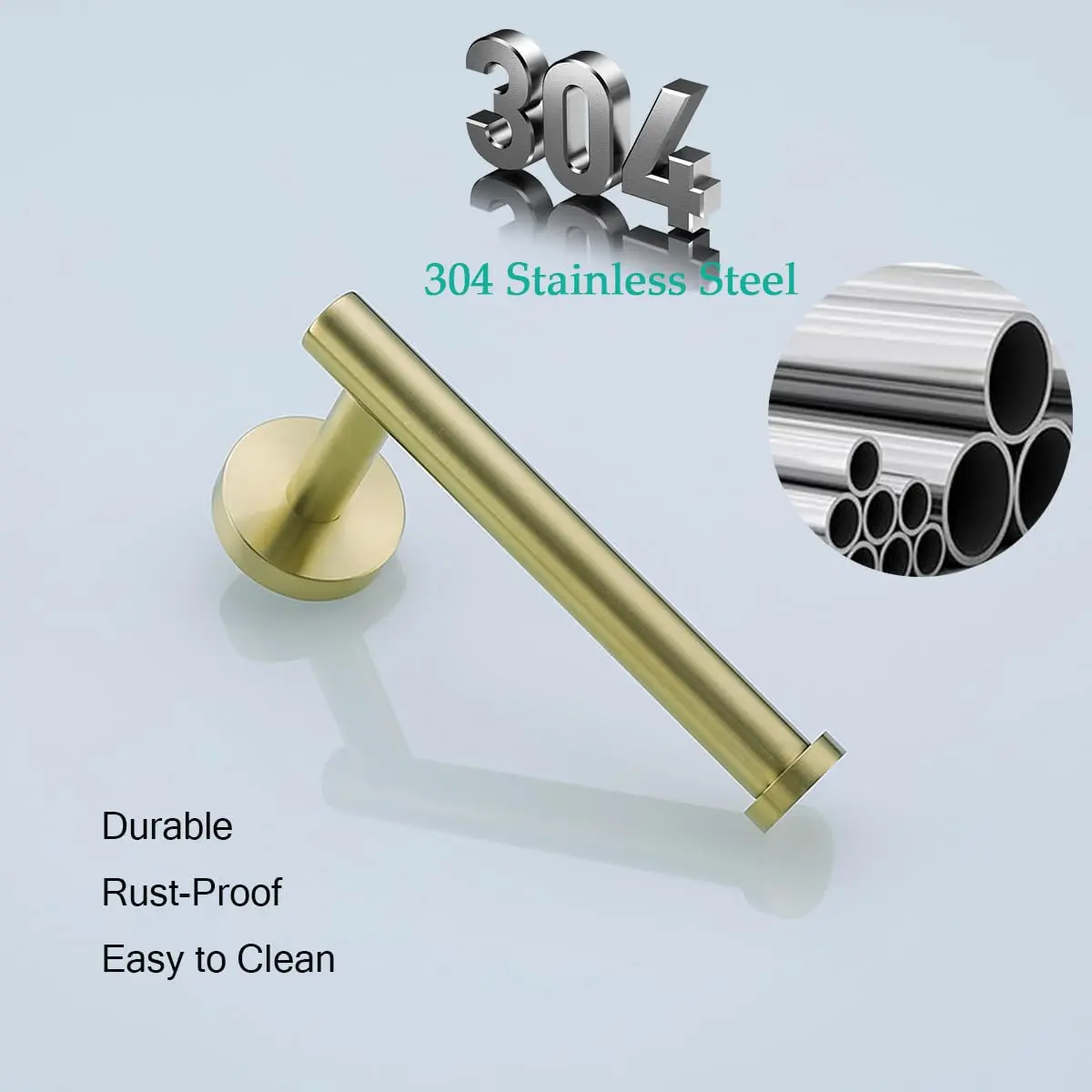 SEABEFORE Brushed Gold Toilet Paper Holder Wall Mount SUS304 Stainless Steel | Elegant Bathroom Accessory - view 5