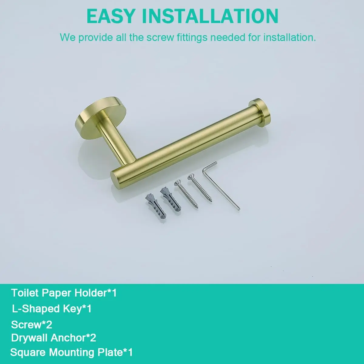 SEABEFORE Brushed Gold Toilet Paper Holder Wall Mount SUS304 Stainless Steel | Elegant Bathroom Accessory - view 8