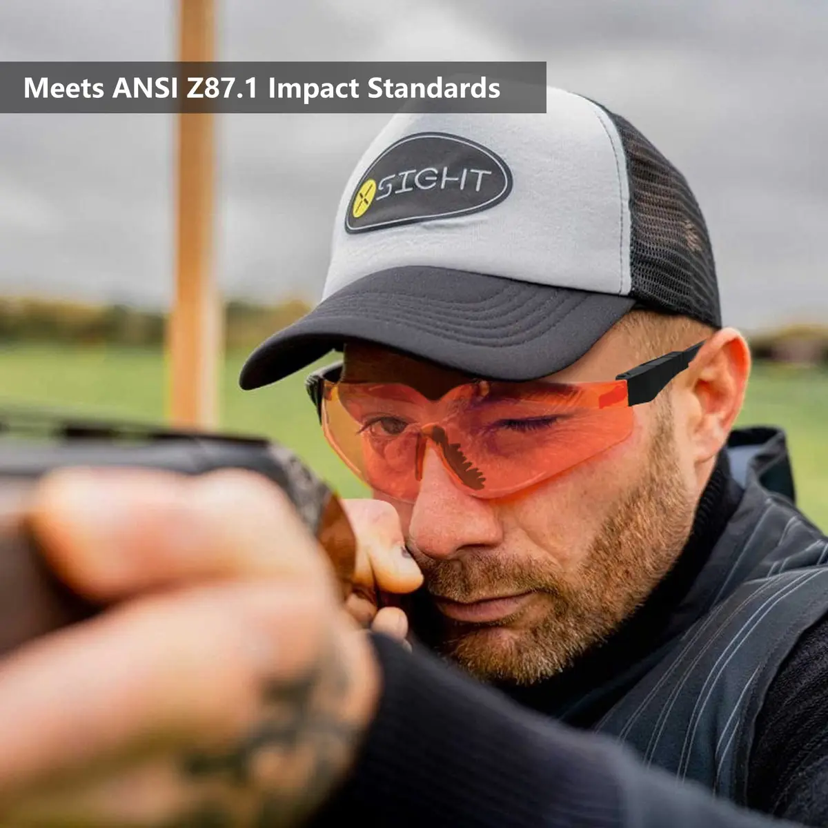 LaneTop AntiFog Shooting Glasses ANSI Z87.1 Certified Vermillion Lens | Impact Resistant Polycarbonate Eyewear - view 6
