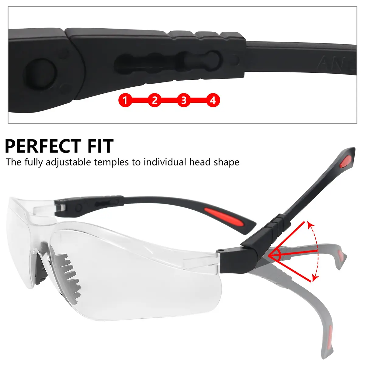 LaneTop AntiFog Shooting Glasses ANSI Z87.1 Certified Clear Lens | Impact Resistant Polycarbonate - view 4