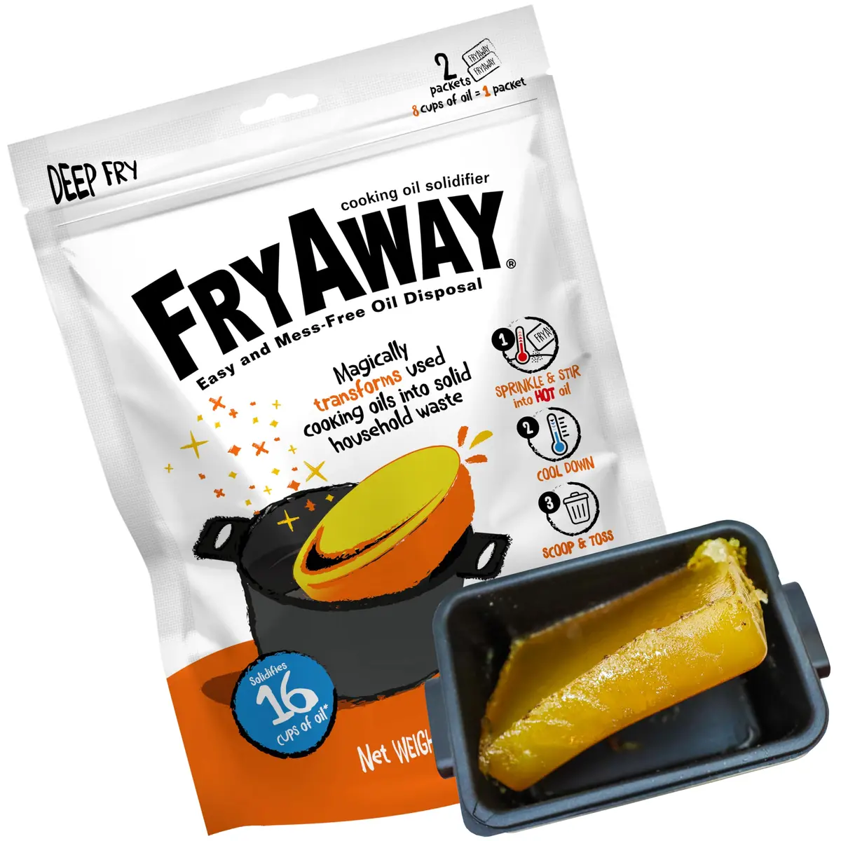 FryAway Deep Fry Oil Solidifier | Eco-Friendly, Up to 1 Gallon, Shark Tank - main product image