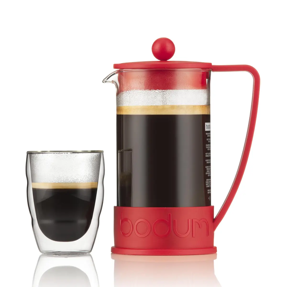 Bodum Brazil French Press Coffee Maker 1L (34oz) Red | Iconic Glass & Stainless Steel Brewer - view 5