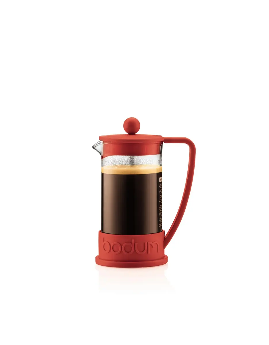 Bodum Brazil French Press Coffee Maker 1L (34oz) Red | Iconic Glass & Stainless Steel Brewer - main product image