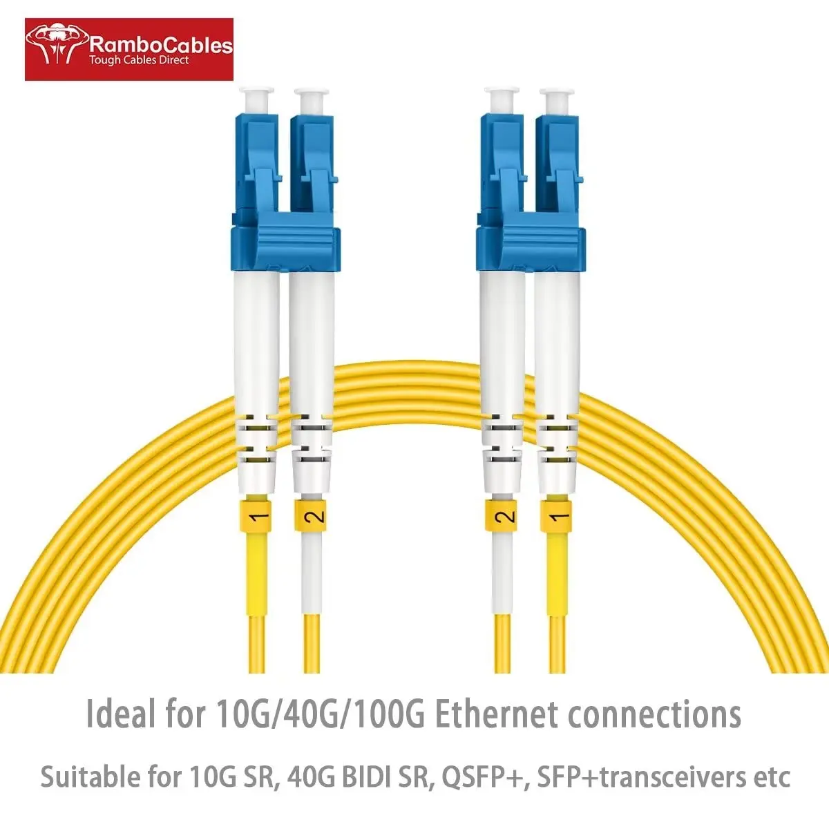 RamboCables OS2 LC to LC Single Mode Fiber Patch Cable 2m | Duplex Fiber Optic Cable for Data Centers - view 2