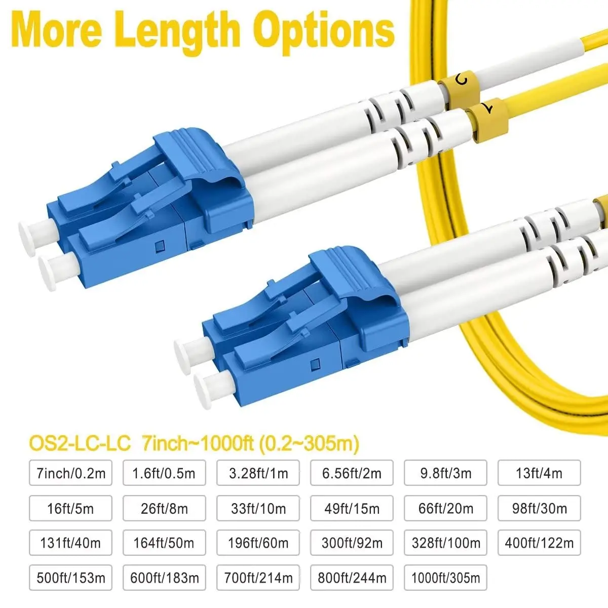 RamboCables OS2 LC to LC Single Mode Fiber Patch Cable 2m | Duplex Fiber Optic Cable for Data Centers - view 3