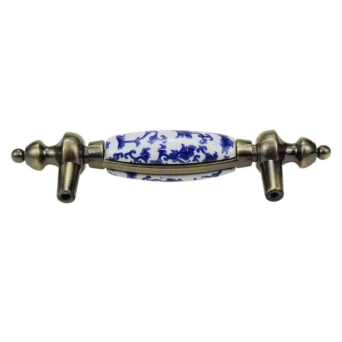 Mcredy Ceramic Drawer Pull Handle, Blue White Porcelain T-Style, 12.2cm (4.8") | 4-Piece Set with 7.6cm (3") Hole Distance - view 6