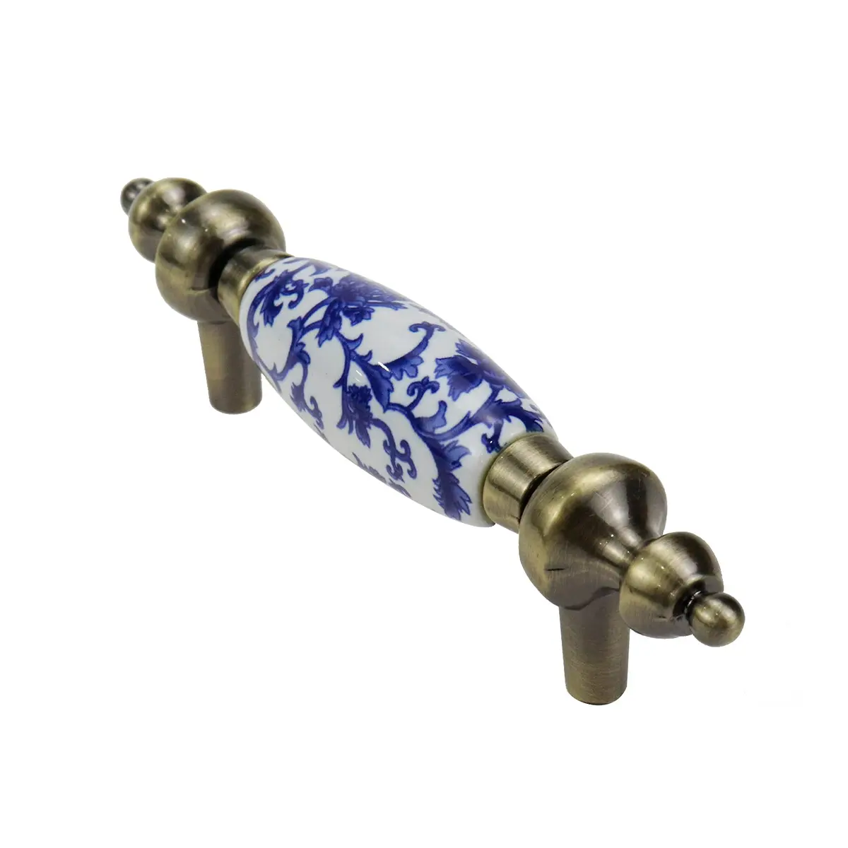 Mcredy Ceramic Drawer Pull Handle, Blue White Porcelain T-Style, 12.2cm (4.8") | 4-Piece Set with 7.6cm (3") Hole Distance - view 8