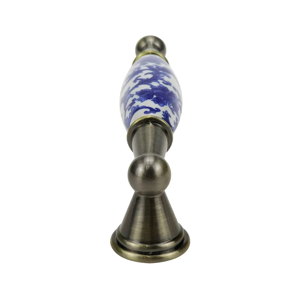 Mcredy Ceramic Cabinet Pull Handle, Blue White Porcelain T-Style, 96mm (3.78") Hole Distance, 4 Pcs | Classic Chinese-Style Floral Design - view 7