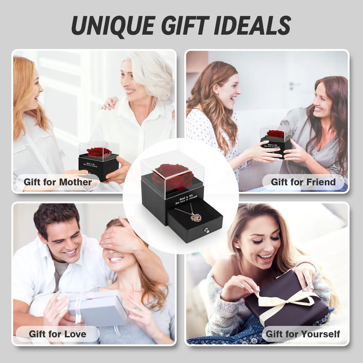 HEGUD Preserved Real Rose with Necklace | Eternal Flowers for Mom & Women - view 6