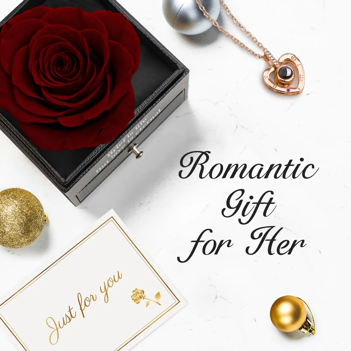 HEGUD Preserved Real Rose with Necklace | Eternal Flowers for Mom & Women - view 8