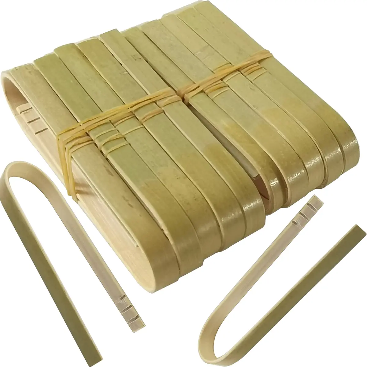 ROYHOO 100 Pack Bamboo Tongs Mini Bamboo Tongs for Kitchen, 10cm, Green | Disposable, Food-Grade Bamboo Utensils - main product image
