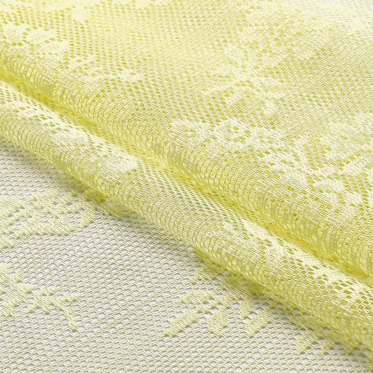 Urban Lotus Yellow Sheer Curtains for Bedroom 55" W x 108" L | Floral Lace Sheer Drapes for Home & Hotel - view 5