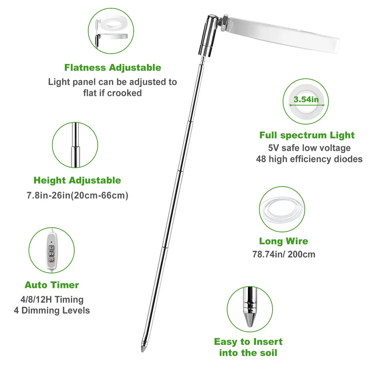 LORDEM Grow Light for Indoor Plants, Full Spectrum LED 2 Packs | Auto Timer & Dimmable Brightness (70-120 chars) - view 3