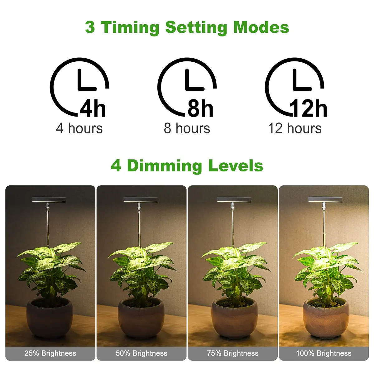 LORDEM Grow Light for Indoor Plants, Full Spectrum LED 2 Packs | Auto Timer & Dimmable Brightness (70-120 chars) - view 4