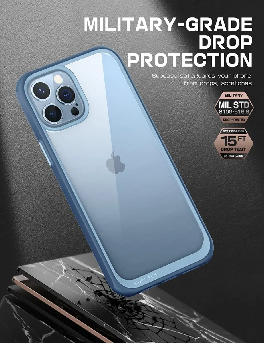SUPCASE iPhone 13 Pro Max Case, Military-Grade Protection, Azure | Slim, Shock-Absorbent & Wireless Compatible - view 4