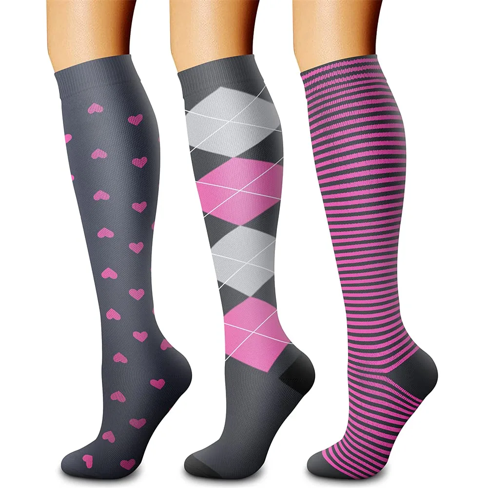CHARMKING Compression Socks for Women & Men Circulation (3 Pairs, L/XL, Multi 41) | FDA Approved Medical Grade Support - main product image