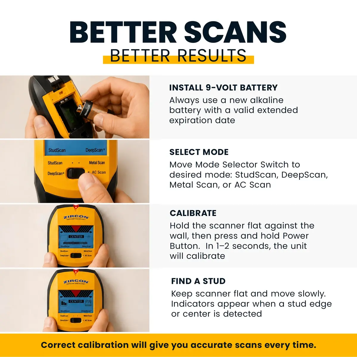 Zircon MultiScanner A250c Stud Finder for Wood & Metal | Wall & Ceiling Scanner with Enhanced Display - view 5