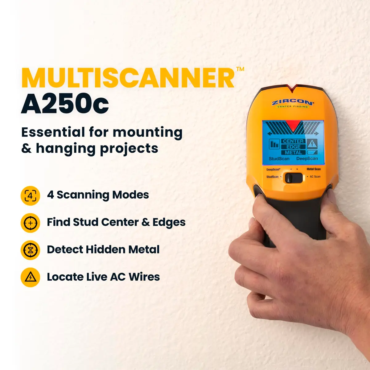 Zircon MultiScanner A250c Stud Finder for Wood & Metal | Wall & Ceiling Scanner with Enhanced Display - view 2