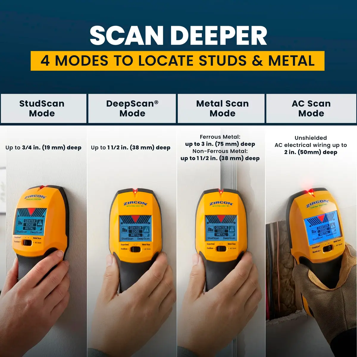 Zircon MultiScanner A250c Stud Finder for Wood & Metal | Wall & Ceiling Scanner with Enhanced Display - view 4
