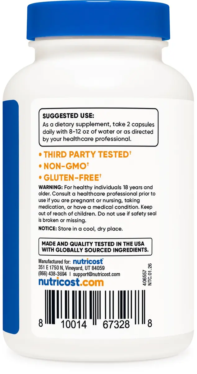 Nutricost Bacopa Monnieri 1,000mg 120 Capsules (120 Count) - view 4