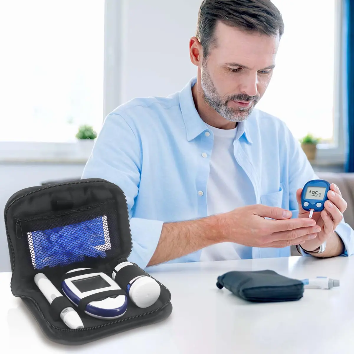 Hooshion Diabetes Travel Case, Compact Glucose Monitor Organizer, Blood Glucose Storage Bag, Diabetic Supplies, Lightweight & Durable - view 5