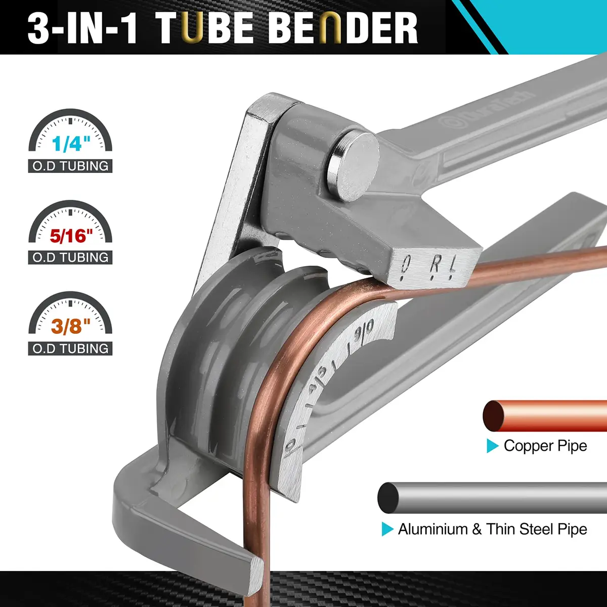 DURATECH 90 Degree Tubing Bender, 3-IN-1 Brake Line Bender | Lightweight Aluminum, Precise Calibration, Versatile for Plumbing & DIY - view 3