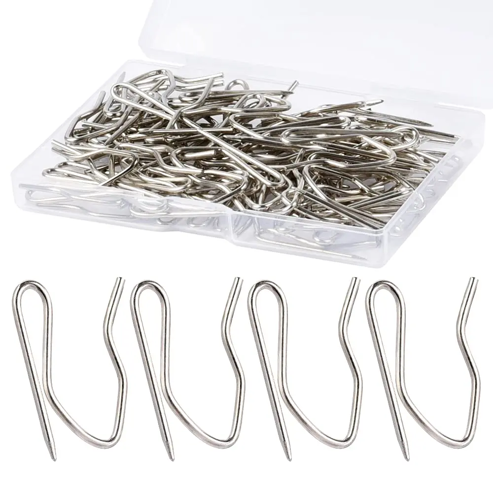 Sopito Curtain Hooks for Drapes | Durable Silver Curtain Fastener, 58 pcs - main product image