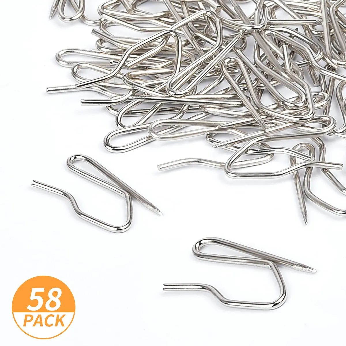Sopito Curtain Hooks for Drapes | Durable Silver Curtain Fastener, 58 pcs - view 7