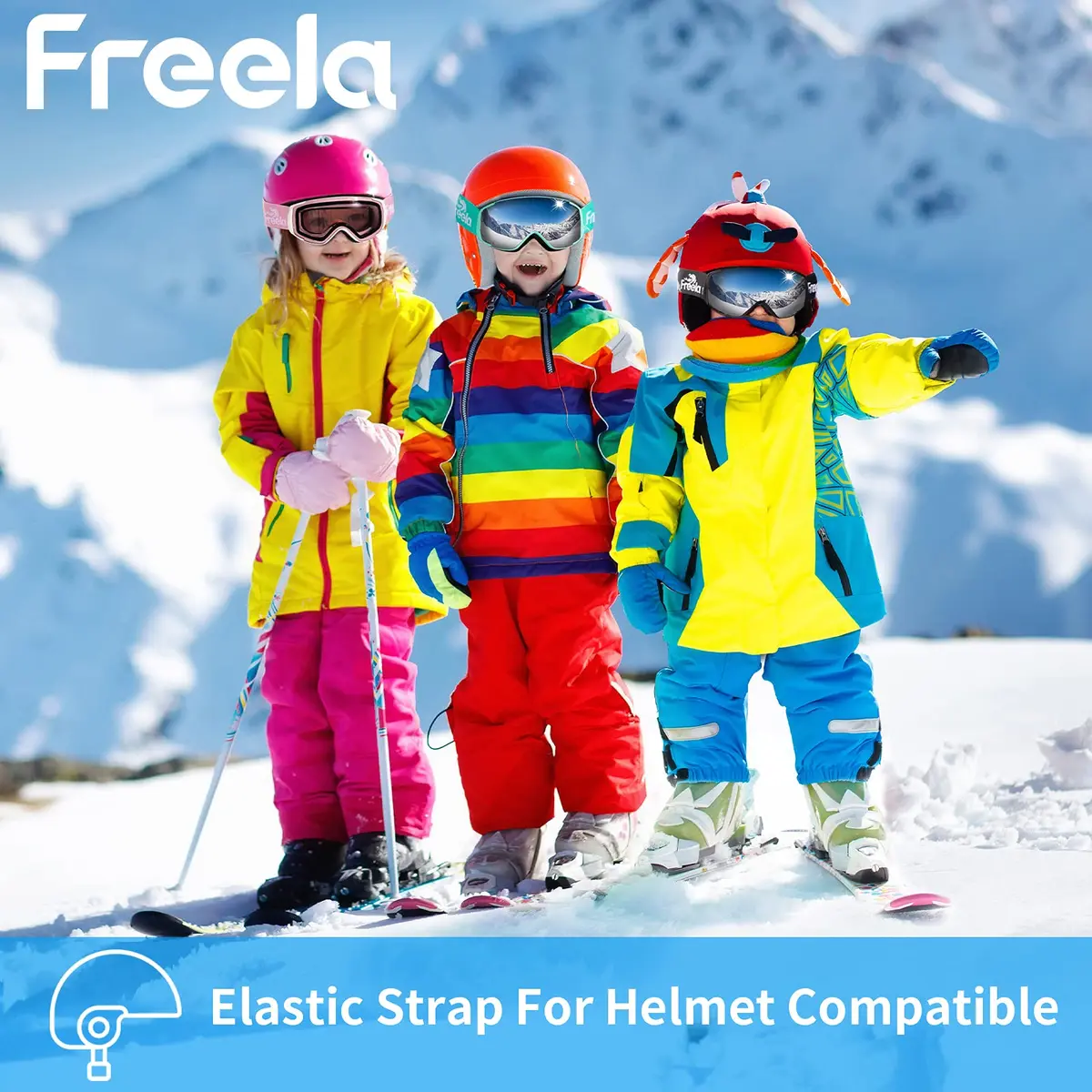 Freela Kids Ski Goggles | Pink Lens 60% VLT Spherical Anti-Fog UV Protection for Toddler Youth - view 7