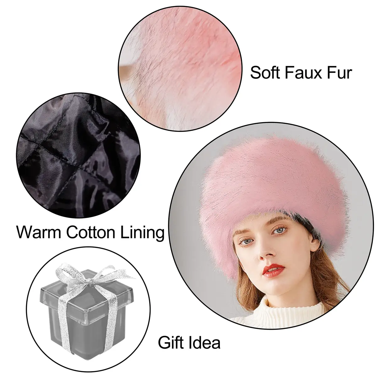 Lovful Winter Women Faux Fur Russian Cossack Style Hat Pink | Warm & Fashionable - view 6