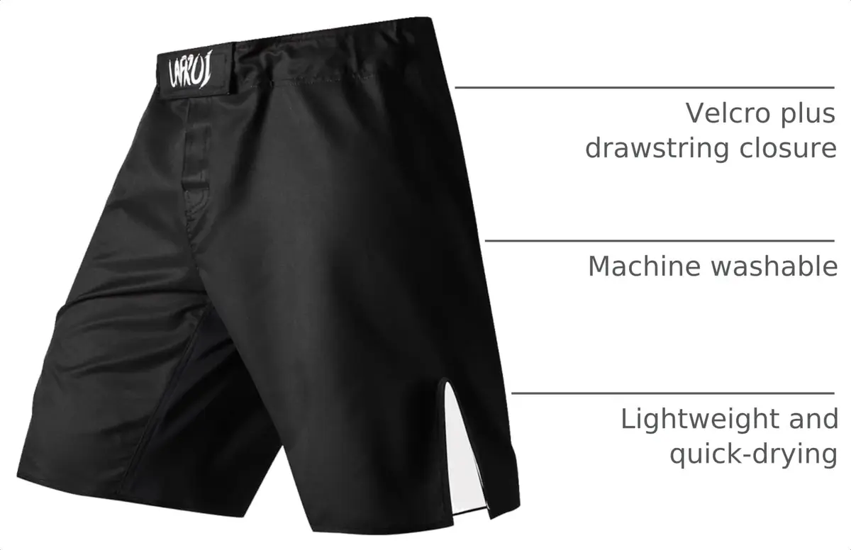 LAFROI MMA Cross Training Shorts | Durable Microfiber Fight Wear with Drawstring & Pockets (MD) - view 4