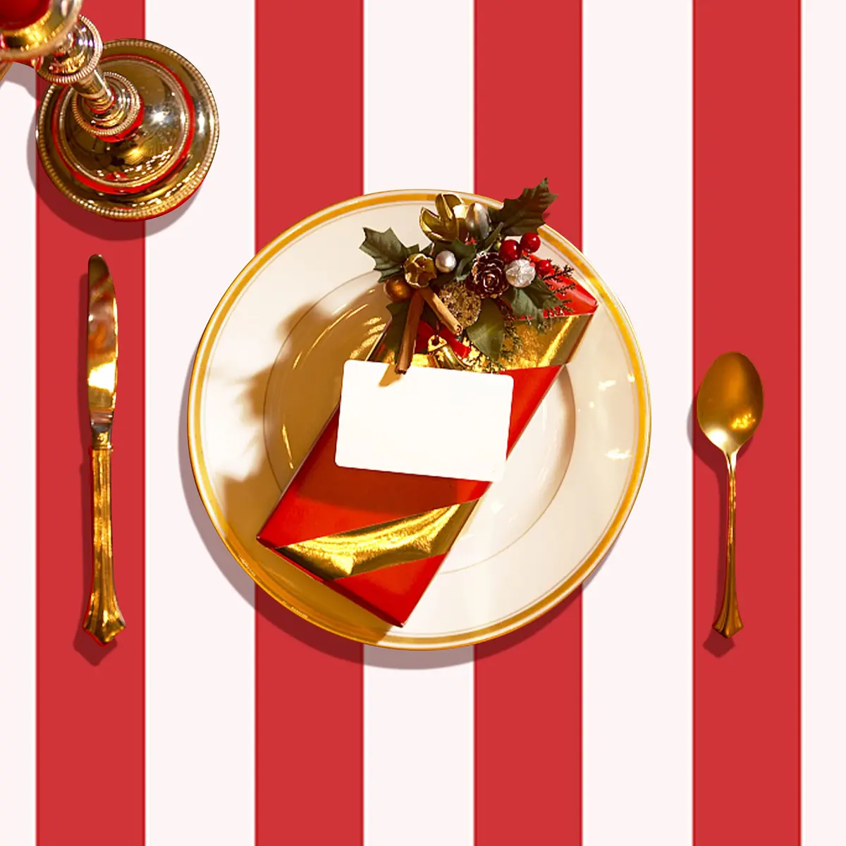peony man 2 Pieces Red and White Striped Waterproof Tablecloth 137x274 cm | Carnival Festival Decor - view 7